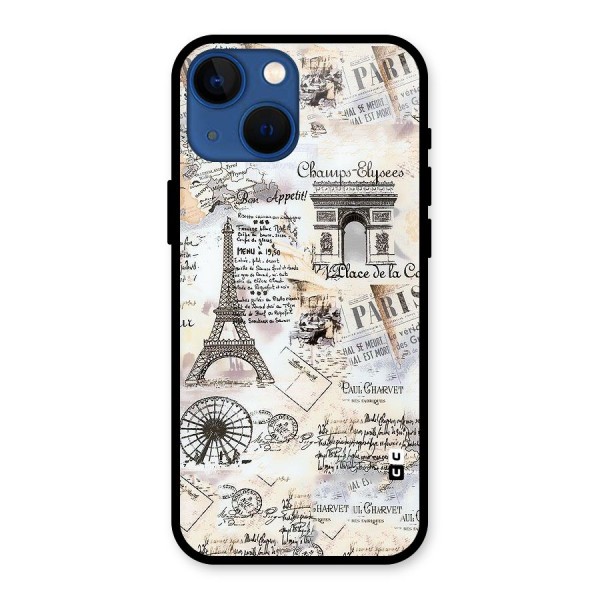 Paris Paper Glass Back Case for iPhone 13 Mini