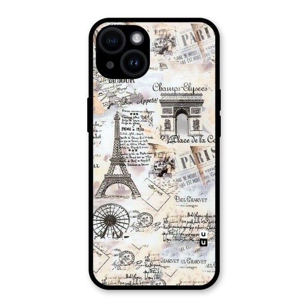 Paris Paper Glass Back Case for iPhone 14