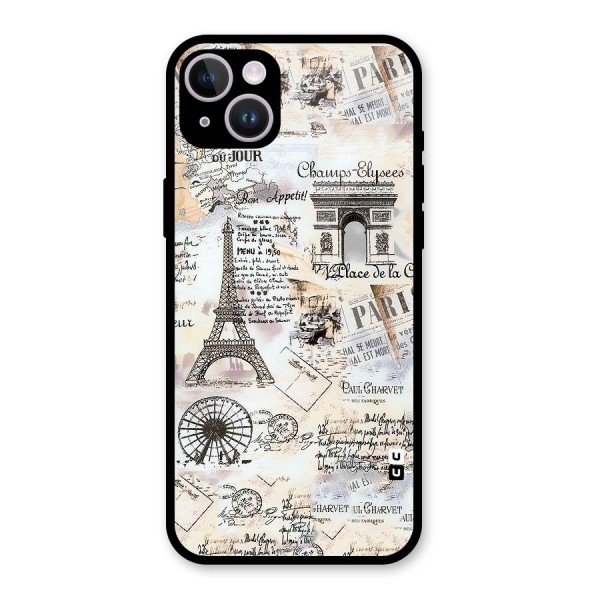 Paris Paper Glass Back Case for iPhone 14 Plus
