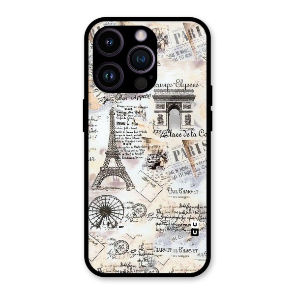 Paris Paper Glass Back Case for iPhone 14 Pro