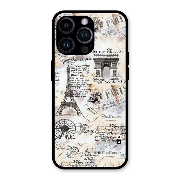 Paris Paper Glass Back Case for iPhone 14 Pro Max