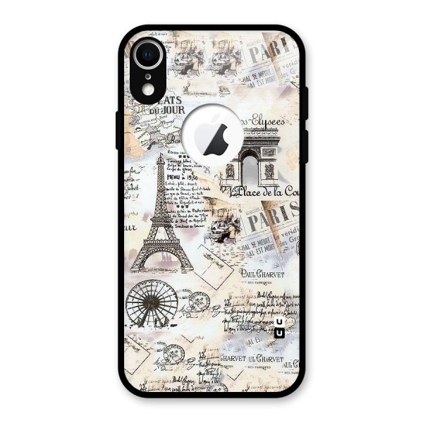 Paris Paper Glass Back Case for iPhone XR Logo Cut