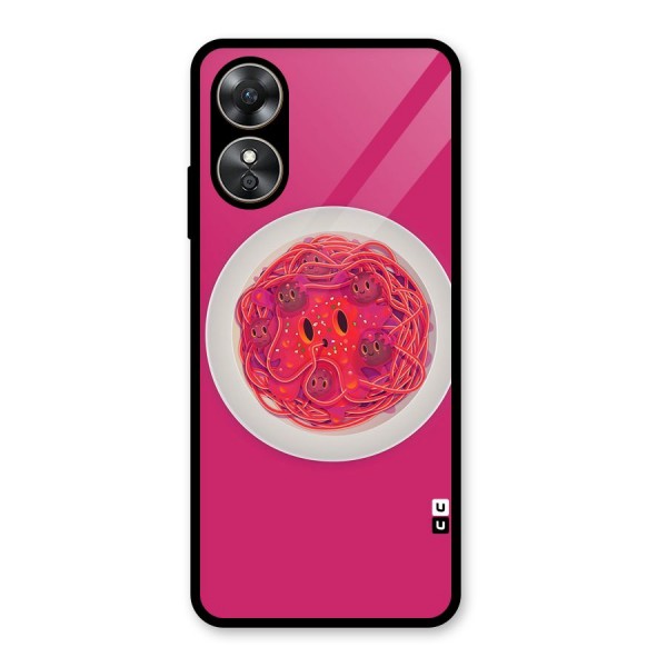 Pasta Cute Glass Back Case for Oppo A17