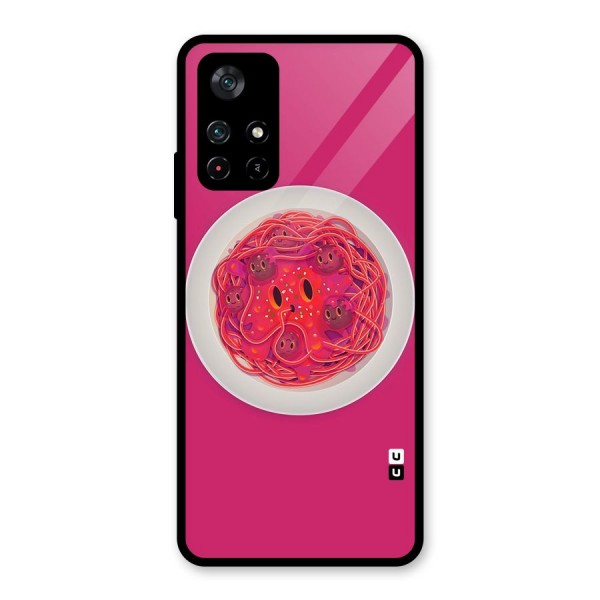 Pasta Cute Glass Back Case for Poco M4 Pro 5G