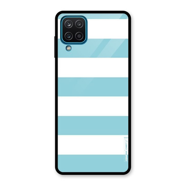 Pastel Blue White Stripes Glass Back Case for Galaxy A12