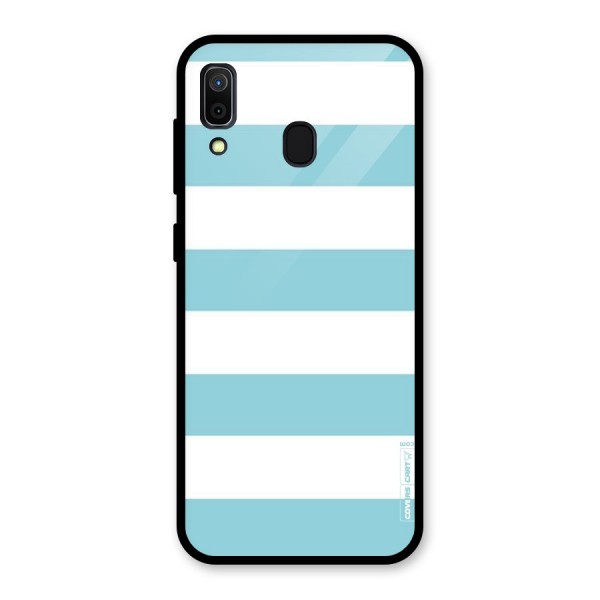 Pastel Blue White Stripes Glass Back Case for Galaxy A30