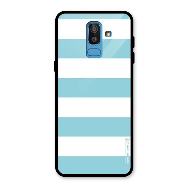 Pastel Blue White Stripes Glass Back Case for Galaxy J8