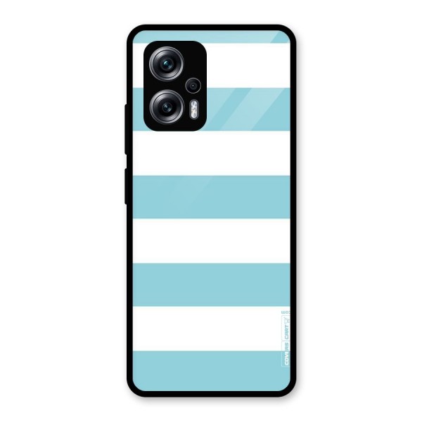 Pastel Blue White Stripes Glass Back Case for Redmi K50i