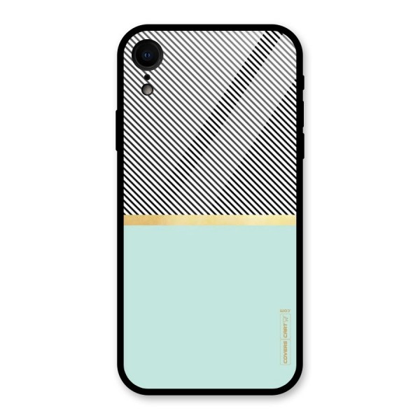 Pastel Green Base Stripes Glass Back Case for XR