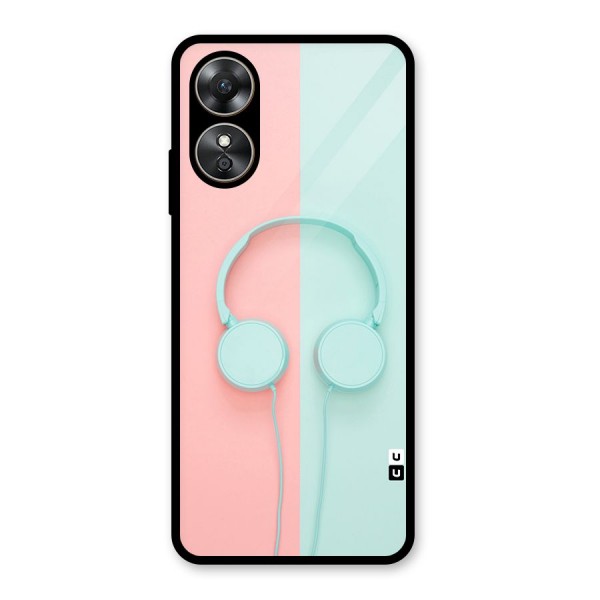 Pastel Headphones Glass Back Case for Oppo A17