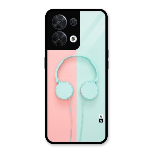 Pastel Headphones Glass Back Case for Oppo Reno8 5G