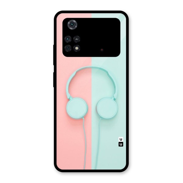 Pastel Headphones Glass Back Case for Poco M4 Pro 4G