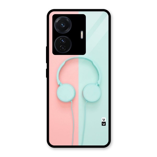 Pastel Headphones Glass Back Case for Vivo T1 Pro