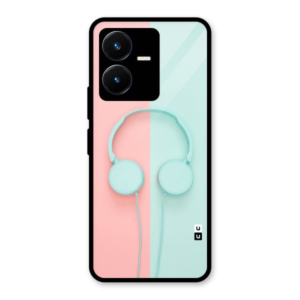 Pastel Headphones Glass Back Case for Vivo Y22