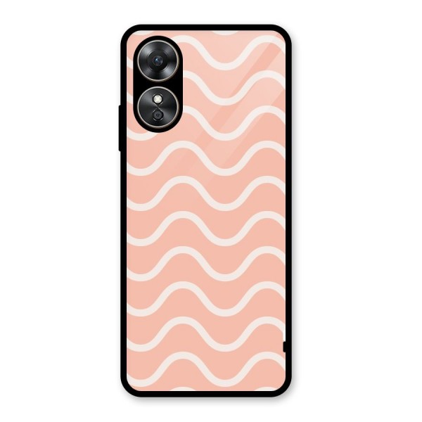 Pastel Peach Waves Glass Back Case for Oppo A17