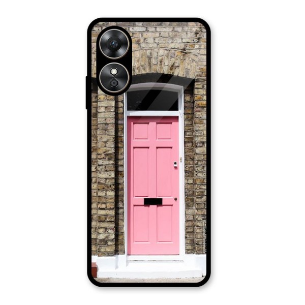 Pastel Pink Door Glass Back Case for Oppo A17