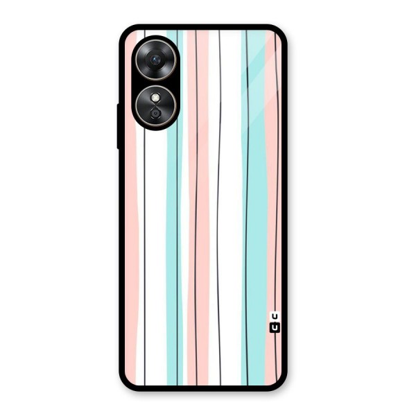 Pastel Tri Stripes Glass Back Case for Oppo A17