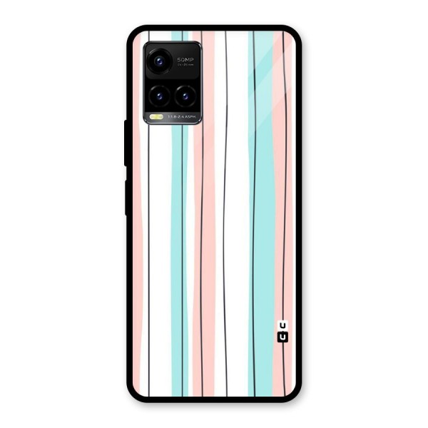 Pastel Tri Stripes Glass Back Case for Vivo Y21 2021