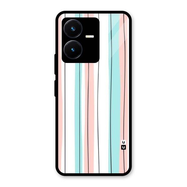 Pastel Tri Stripes Glass Back Case for Vivo Y22