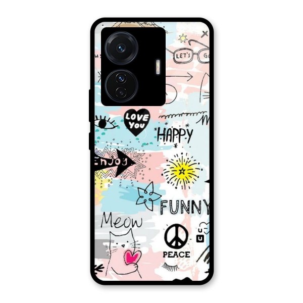 Peace And Funny Glass Back Case for Vivo T1 Pro