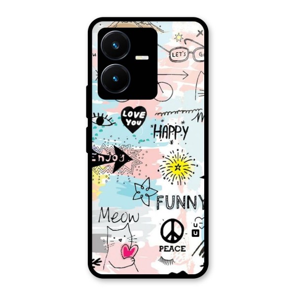 Peace And Funny Glass Back Case for Vivo Y22