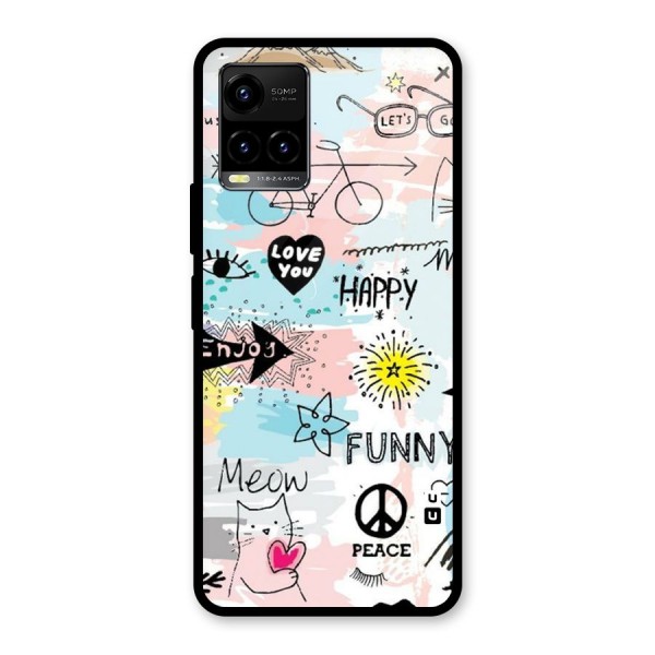 Peace And Funny Glass Back Case for Vivo Y33s