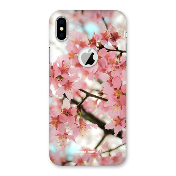 Peach Floral Back Case for iPhone XS Logo Cut