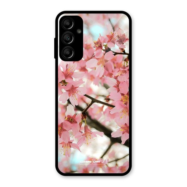 Peach Floral Glass Back Case for Galaxy A14 5G