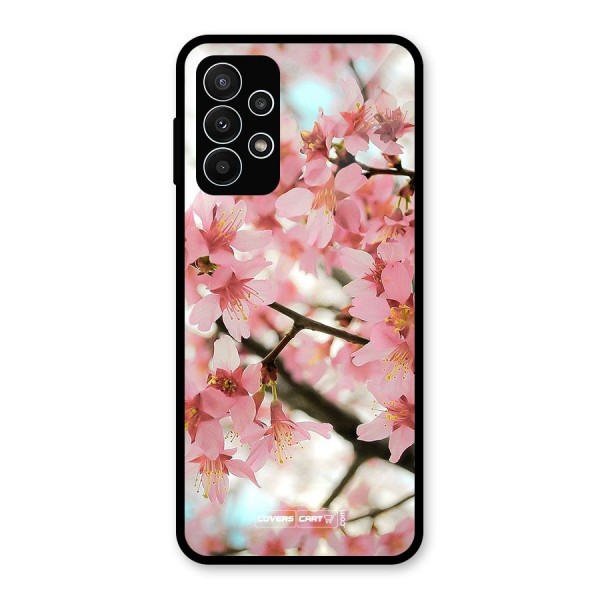 Peach Floral Glass Back Case for Galaxy A23