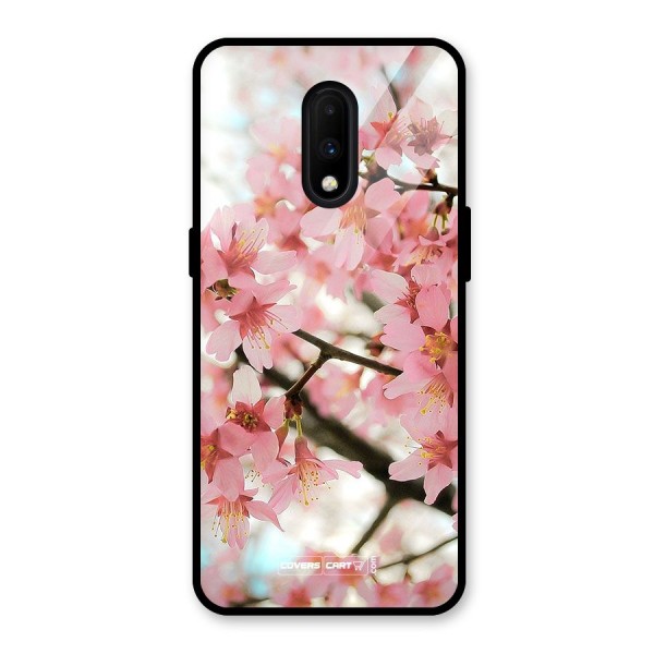 Peach Floral Glass Back Case for OnePlus 7