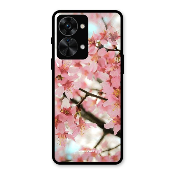 Peach Floral Glass Back Case for OnePlus Nord 2T
