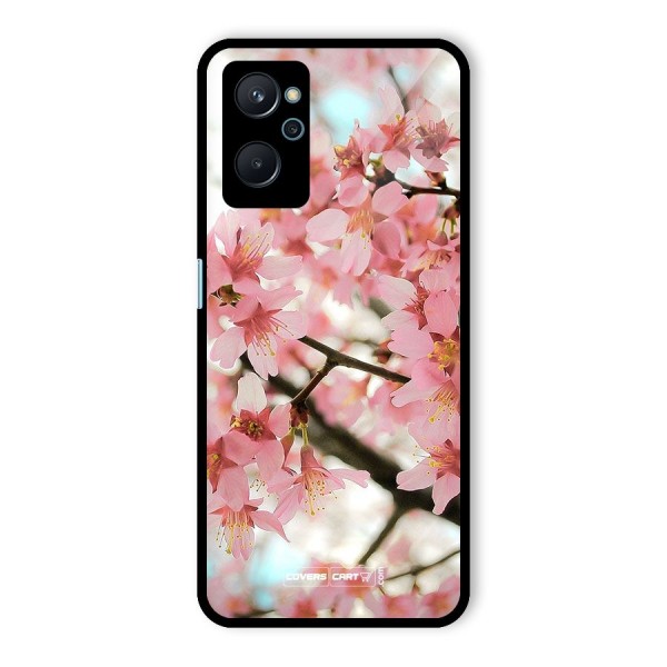 Peach Floral Glass Back Case for Realme 9i