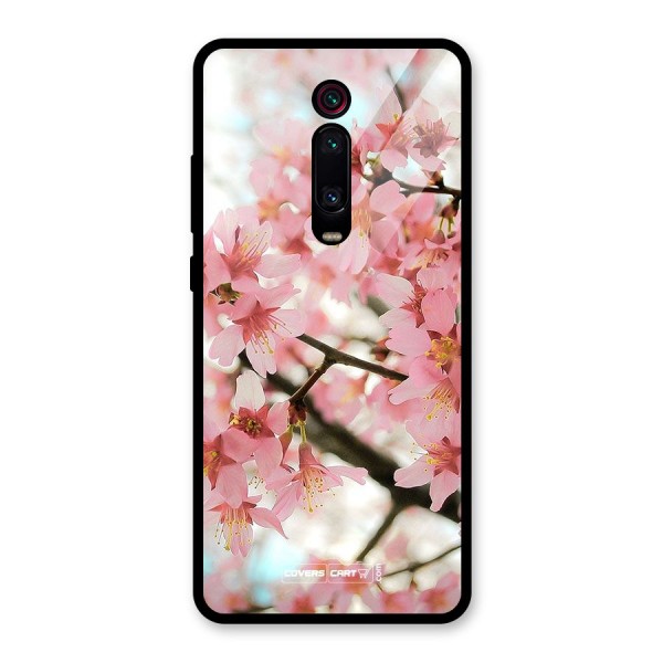 Peach Floral Glass Back Case for Redmi K20