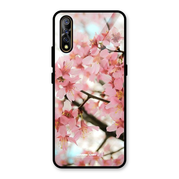 Peach Floral Glass Back Case for Vivo Z1x