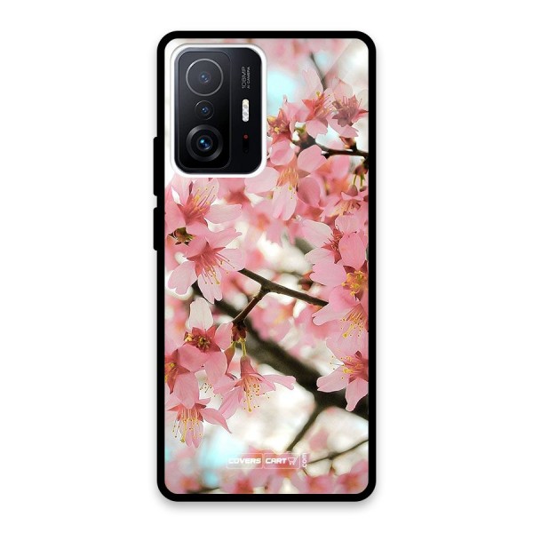 Peach Floral Glass Back Case for Xiaomi 11T Pro