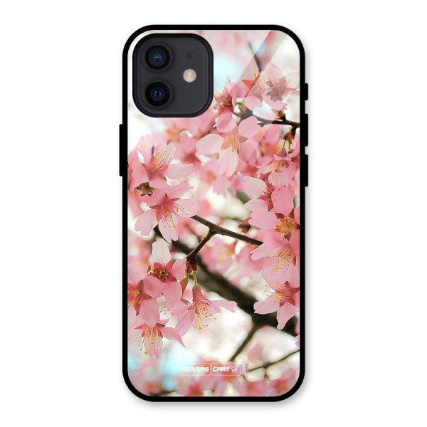 Peach Floral Glass Back Case for iPhone 12