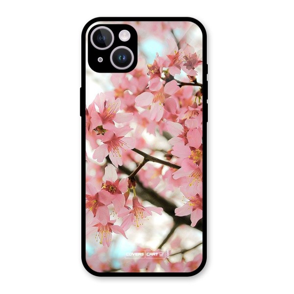 Peach Floral Glass Back Case for iPhone 14 Plus