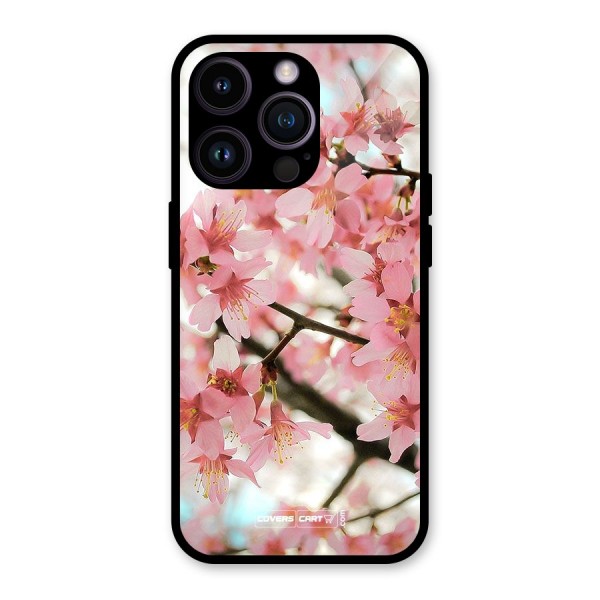 Peach Floral Glass Back Case for iPhone 14 Pro