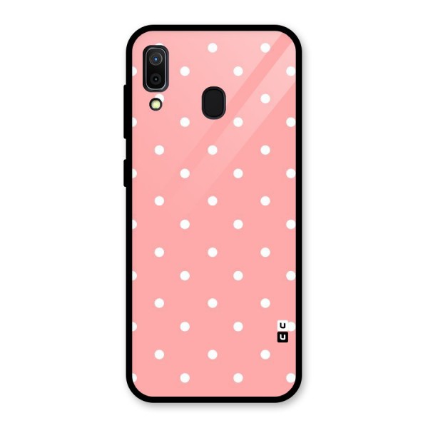 Peach Polka Pattern Glass Back Case for Galaxy A30