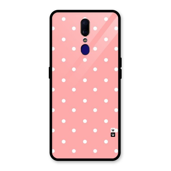 Peach Polka Pattern Glass Back Case for Oppo F11