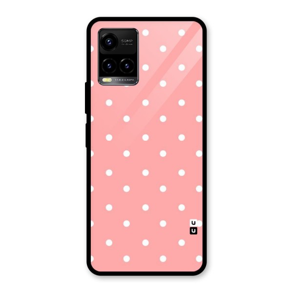 Peach Polka Pattern Glass Back Case for Vivo Y21 2021