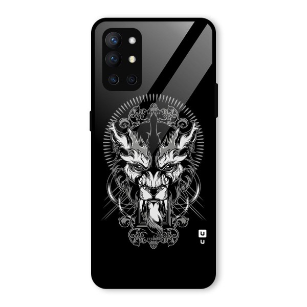 Pencil Art Lion Illustration Glass Back Case for OnePlus 9R