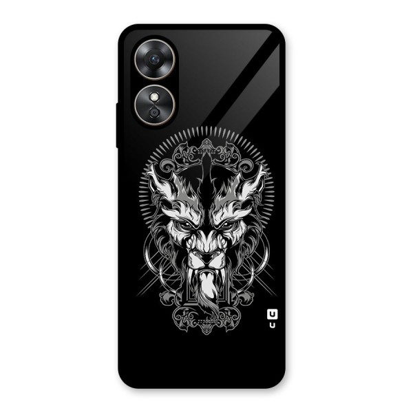 Pencil Art Lion Illustration Glass Back Case for Oppo A17