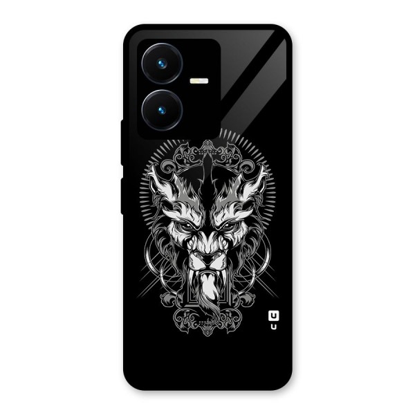 Pencil Art Lion Illustration Glass Back Case for Vivo Y22