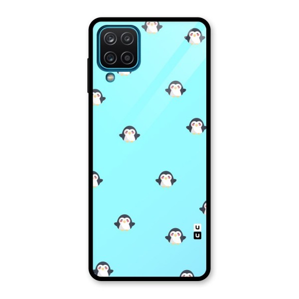 Penguins Pattern Print Glass Back Case for Galaxy A12