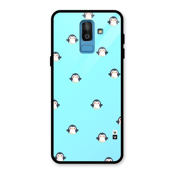 Penguins Pattern Print Glass Back Case for Galaxy J8