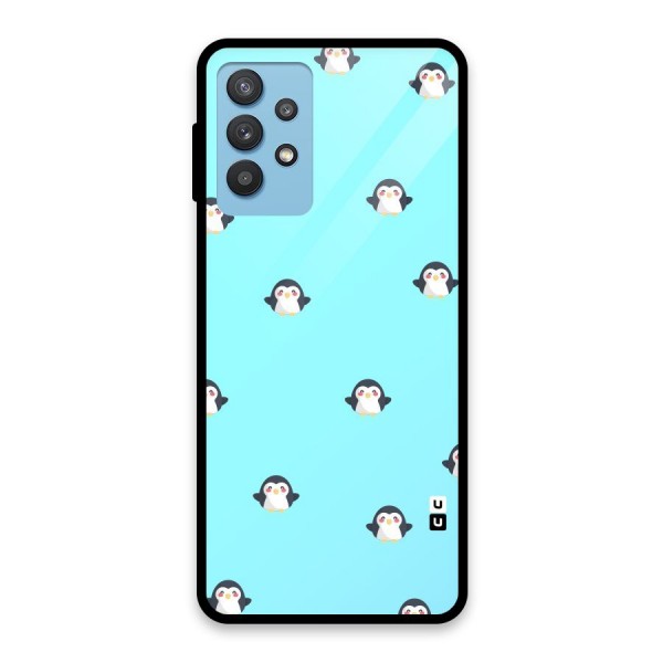 Penguins Pattern Print Glass Back Case for Galaxy M32 5G