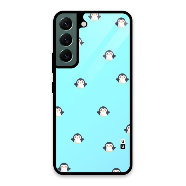 Penguins Pattern Print Glass Back Case for Galaxy S22 5G