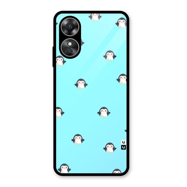 Penguins Pattern Print Glass Back Case for Oppo A17