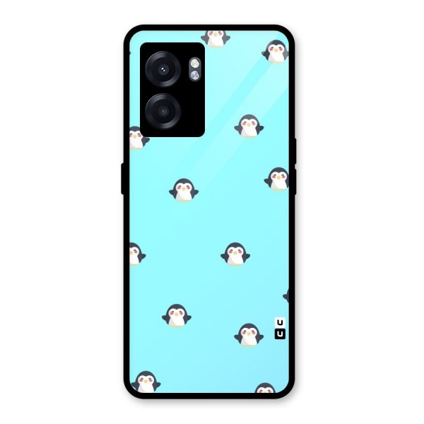 Penguins Pattern Print Glass Back Case for Oppo K10 (5G)